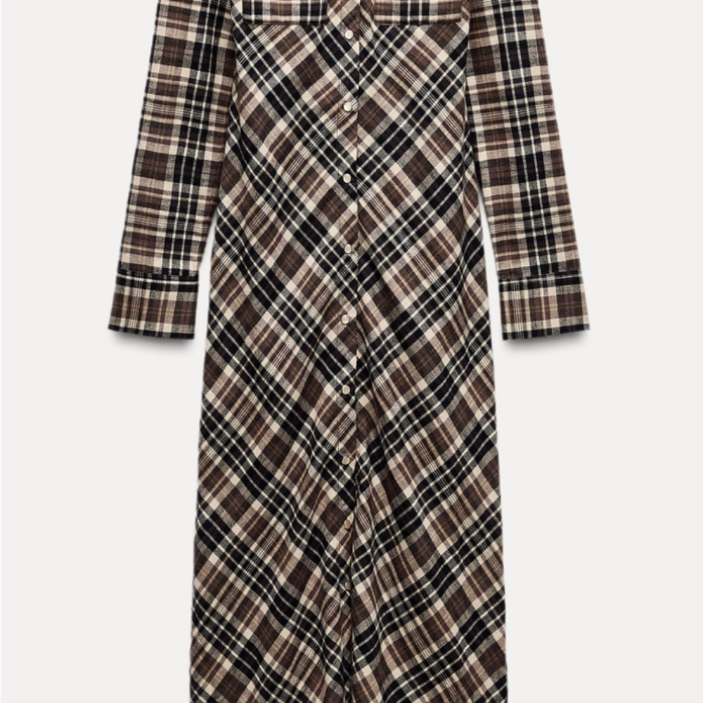 ZARA Plaid Long Sleeve Dress